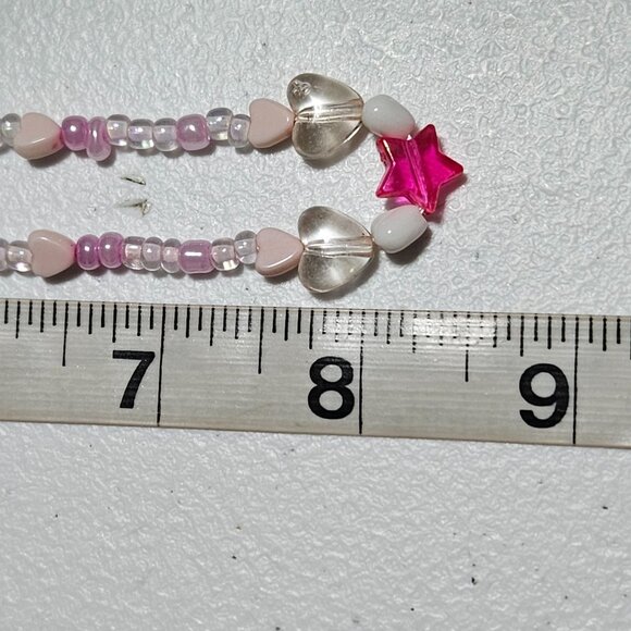 Star Heart Accents Pink Beaded Necklace Girls Fashion Costume Jewelry Dress Up - Picture 5 of 5
